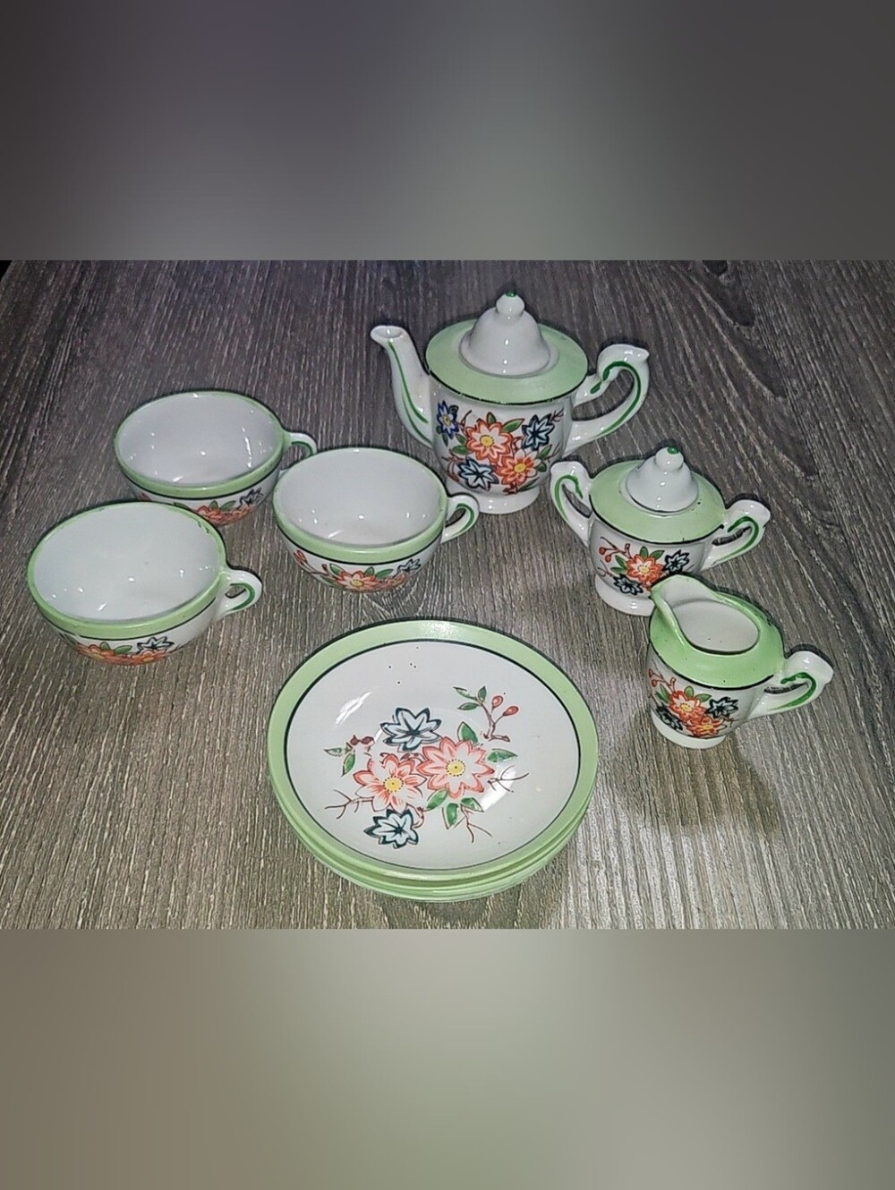 Vintage Floral Kids Tea Set 10 pieces made in Japan